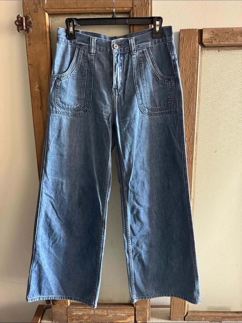 Molly Bracken Wide-Leg Denim Jeans in Blue